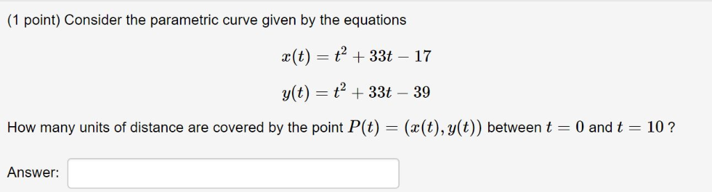 Solved I have a 3 part question with unique parametric | Chegg.com