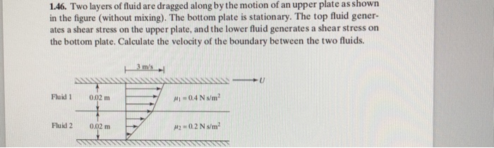 Solved plate shown 1.46. Two layers of fluid are dragged | Chegg.com