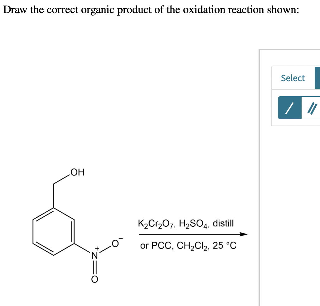 Draw the correct organic product of the oxidation reaction shown: