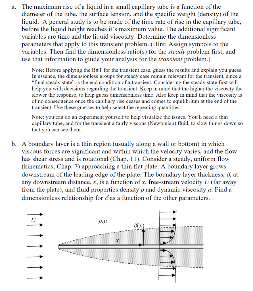 Buckingham Pi Theorem For parts a. and b. answer the | Chegg.com