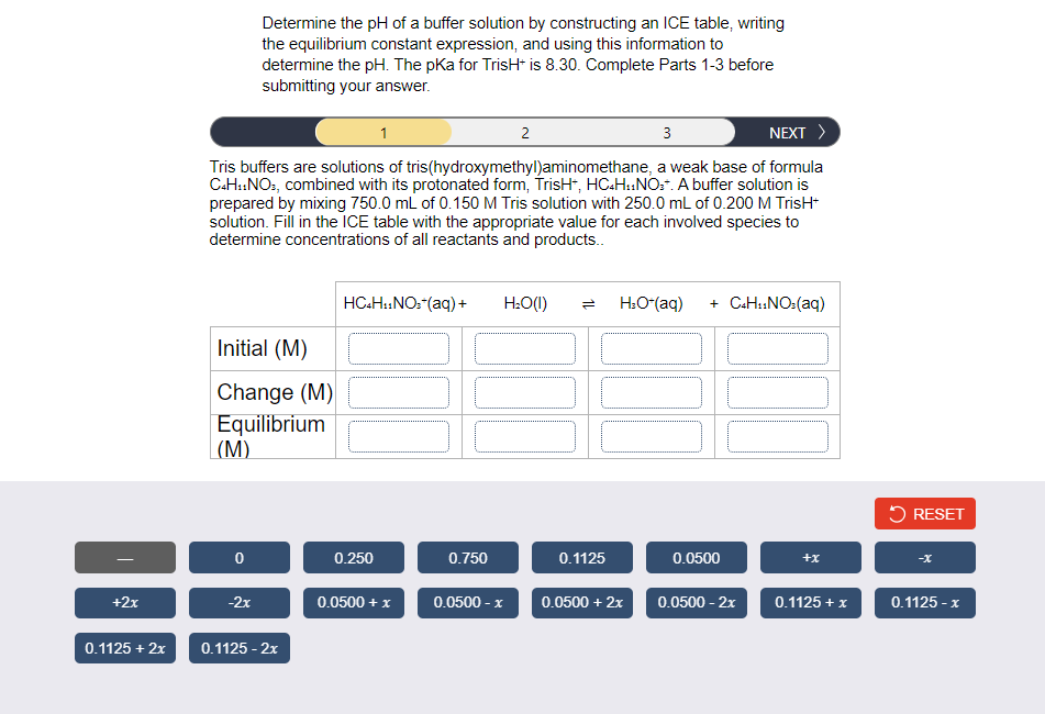 Solved Determine the pH of a buffer solution by constructing | Chegg.com