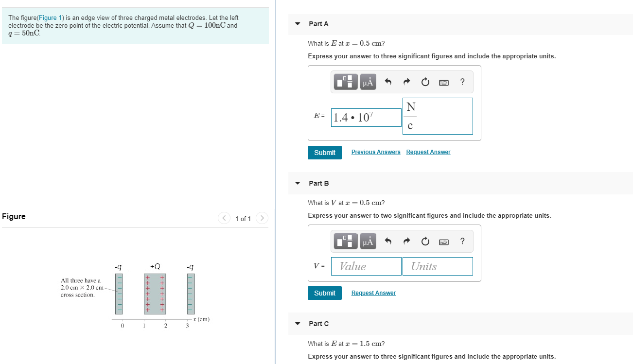 Solved The figure(Figure 1) is an edge view of three charged