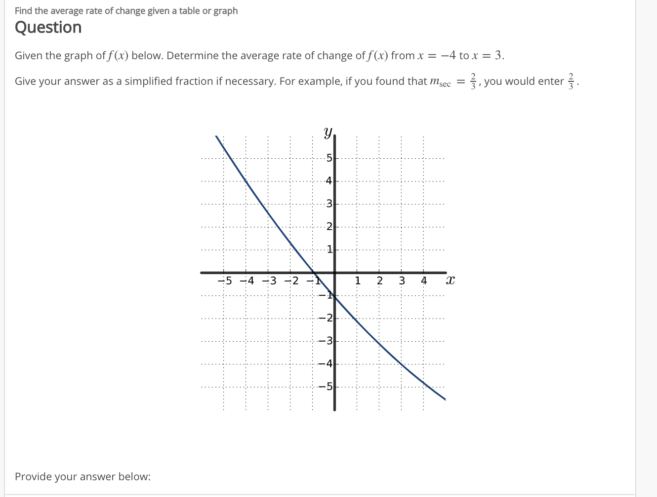 Solved Find the average rate of change given a table or | Chegg.com