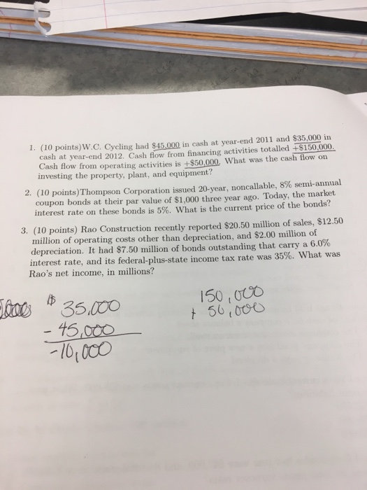 Solved 1 10 Points W C Cycling Had 45 000 In Cash At Chegg