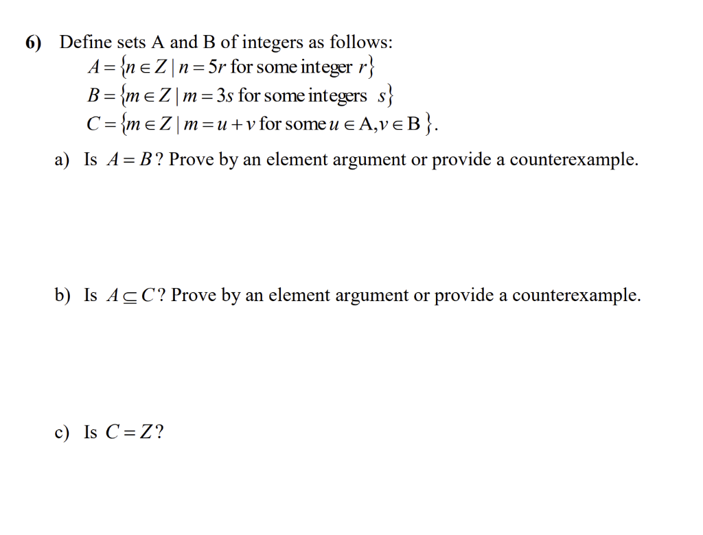 Solved 6 Define Sets A And B Of Integers As Follows A Chegg Com