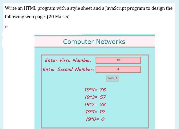 Solved Write an HTML program with a style sheet and a | Chegg.com