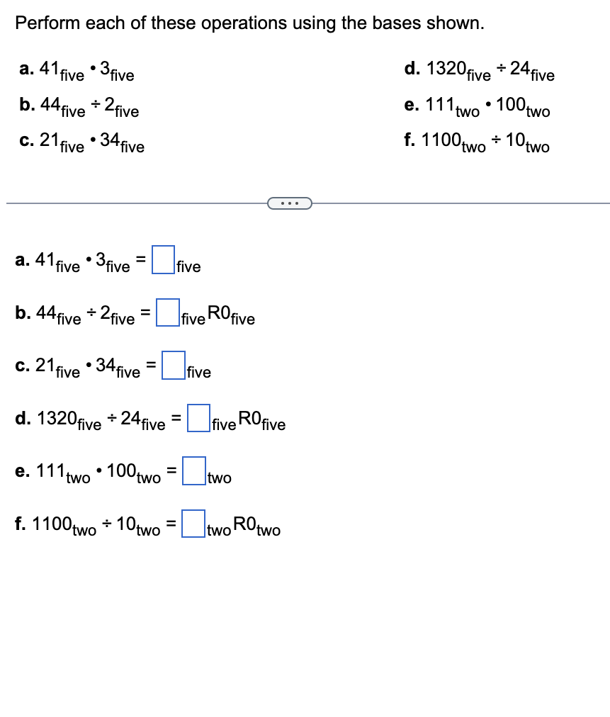 Solved Perform Each Of These Operations Using The Bases Chegg