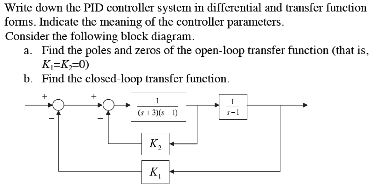 Solved Write down the PID controller system in differential | Chegg.com