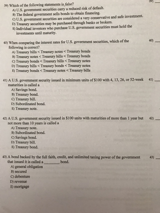 Which Of The Following Statements Is Incorrect Regarding Treasury Regulations Solved 39) 39) Which of the following statements is false? | Chegg.com