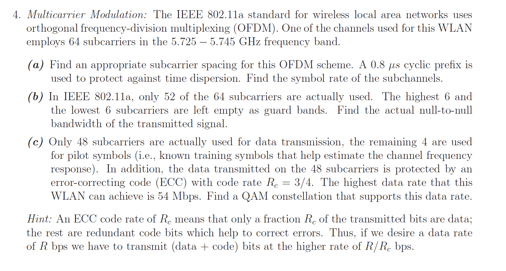 4. Multicarrier Modulation: The IEEE 802.11a standard | Chegg.com