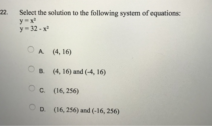 Solved Select The Solution To The Following System Of | Chegg.com