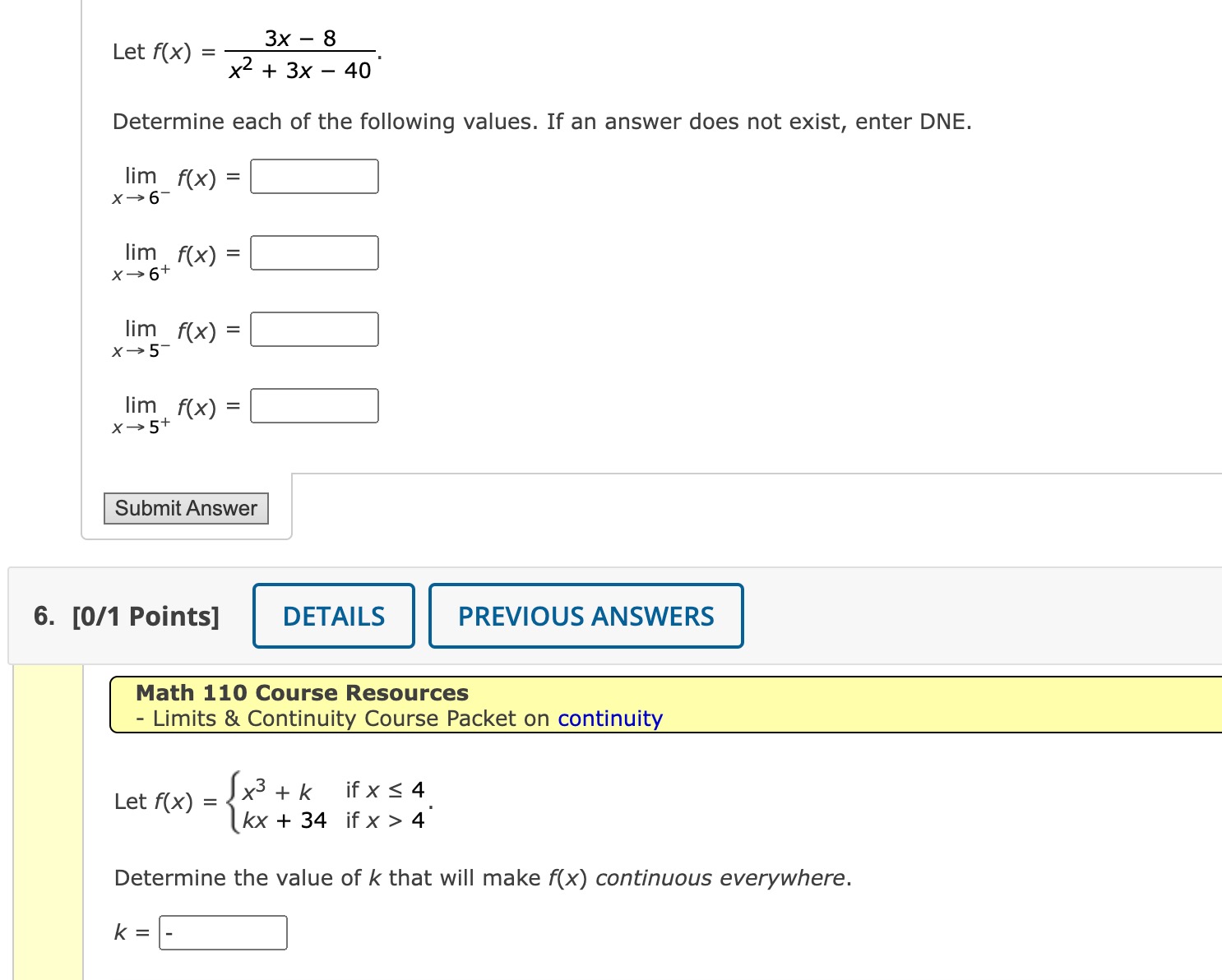 Solved Let f(x)=x2+3x−403x−8 Determine each of the following | Chegg.com