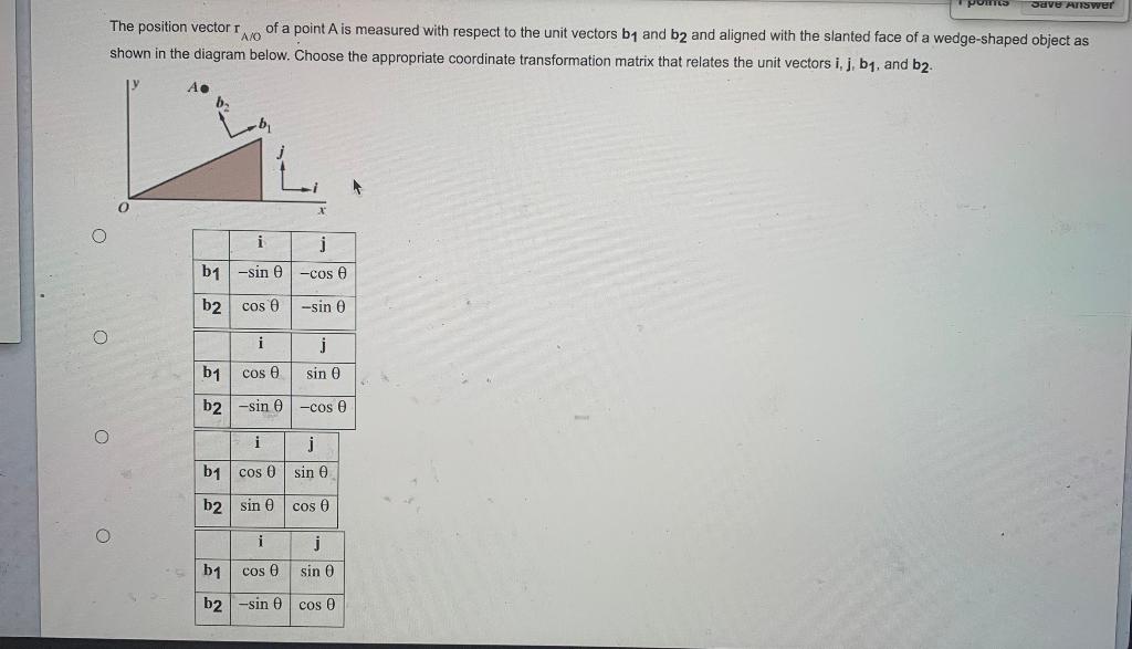 Solved The position vector rAO of a point A is measured with | Chegg.com