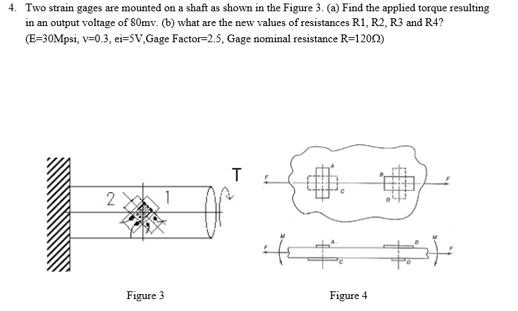 4. Two strain gages are mounted on a shaft as shown | Chegg.com