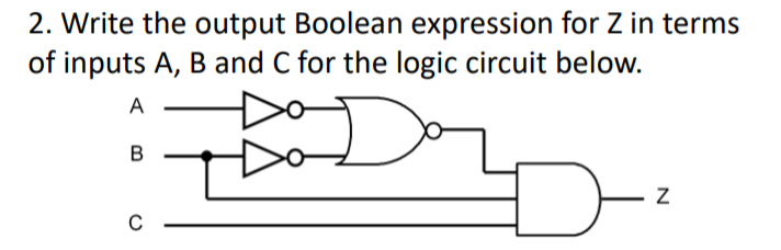 Solved 2. Write the output Boolean expression for Z in terms | Chegg.com