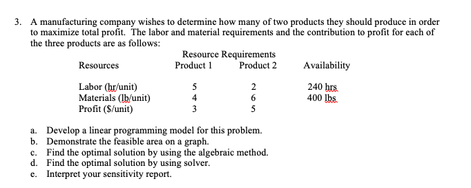 Solved 3. A Manufacturing Company Wishes To Determine How | Chegg.com