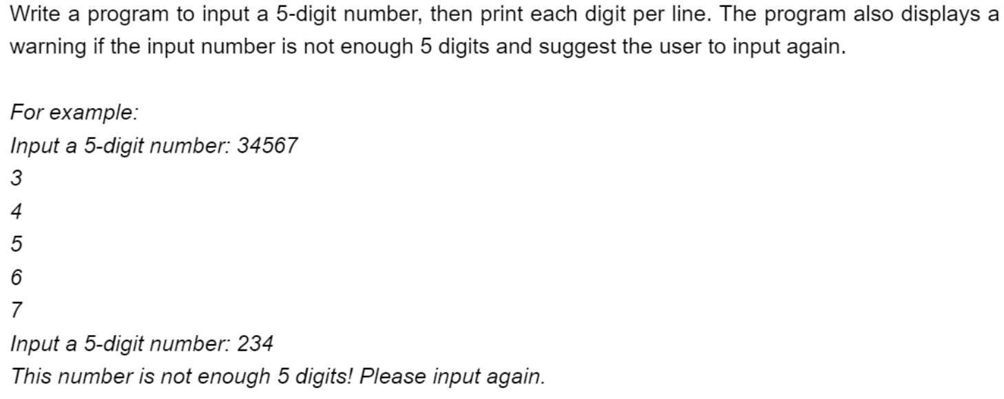 Solved Write a program to input a 5-digit number, then print | Chegg.com