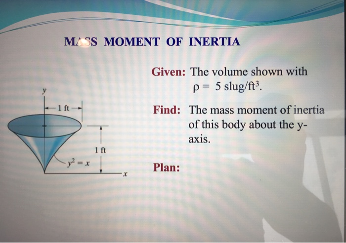 Solved MASS MOMENT OF INERTIA Given: The volume shown with 5 | Chegg.com