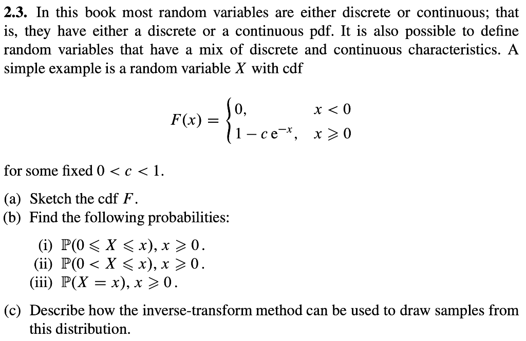 2.3. In this book most random variables are either | Chegg.com