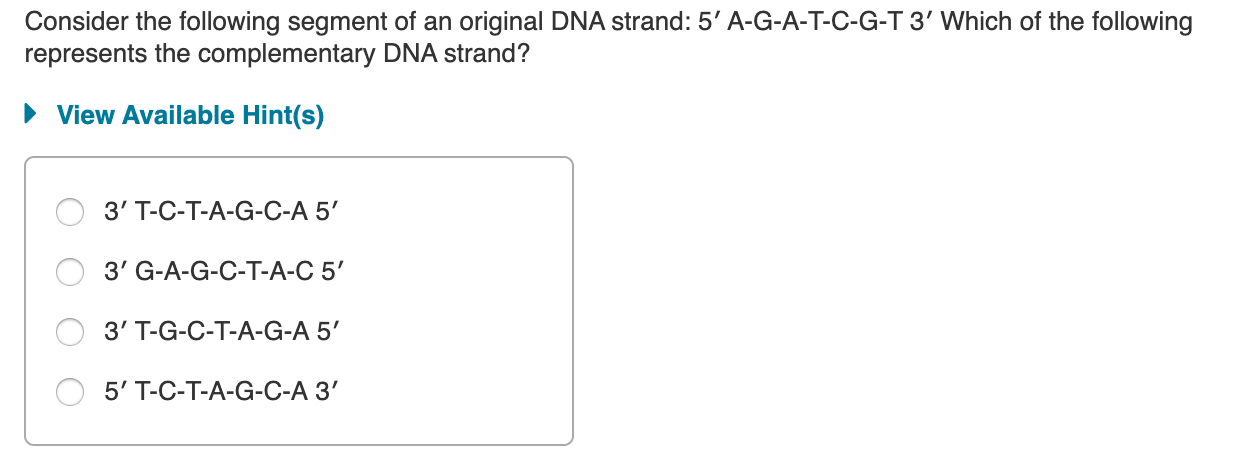 Solved Consider the following segment of an original DNA | Chegg.com