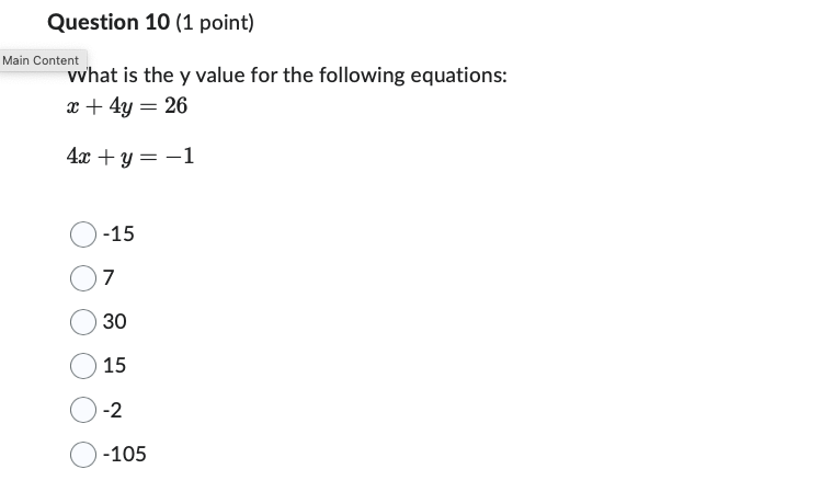 Main Content vvhat is the y value for the following | Chegg.com