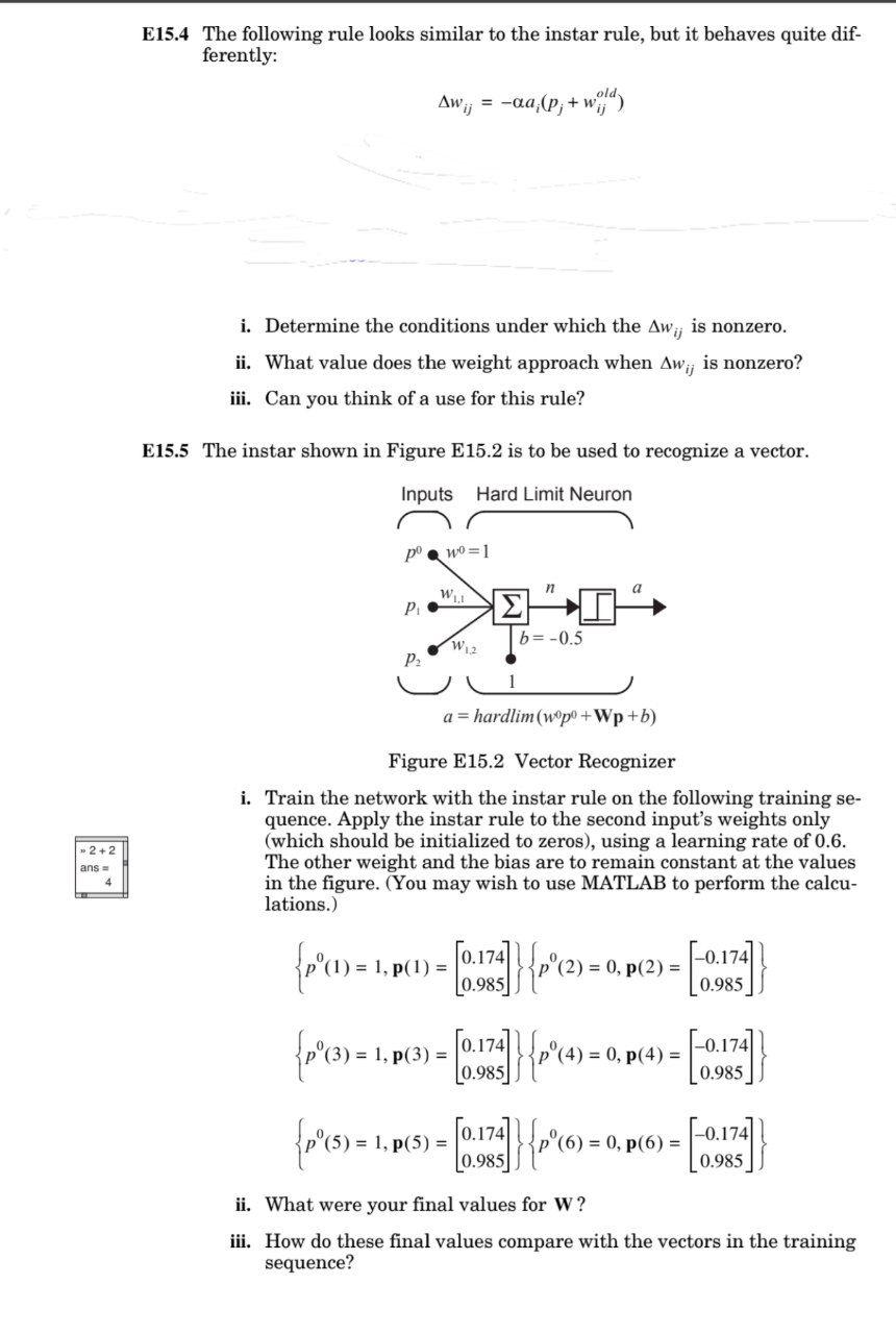 E15.4 The following rule looks similar to the instar | Chegg.com