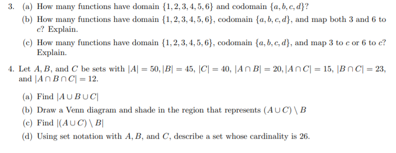 Solved 3. (a) How many functions have domain {1, 2, 3, 4, | Chegg.com
