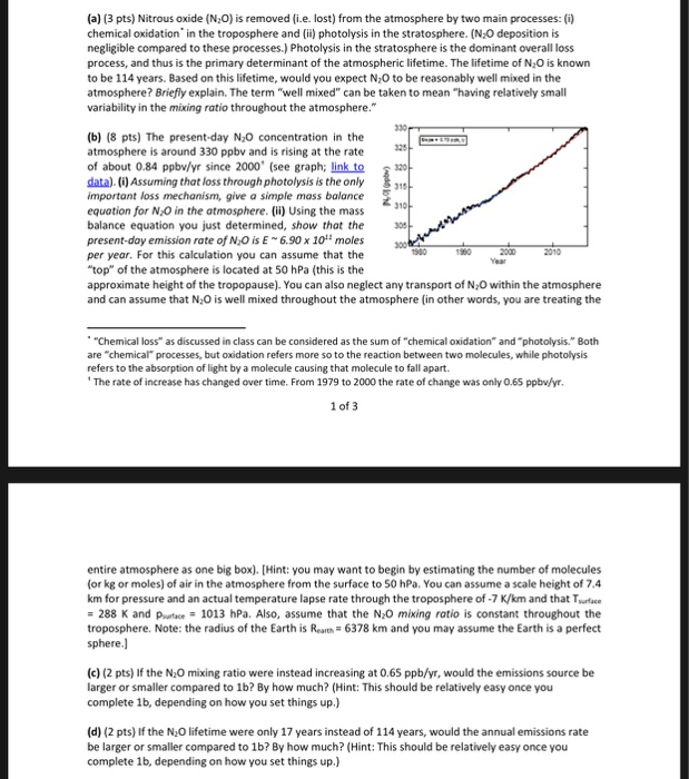 Solved (a) (3 pts) Nitrous oxide (N2O) is removed (i.e.