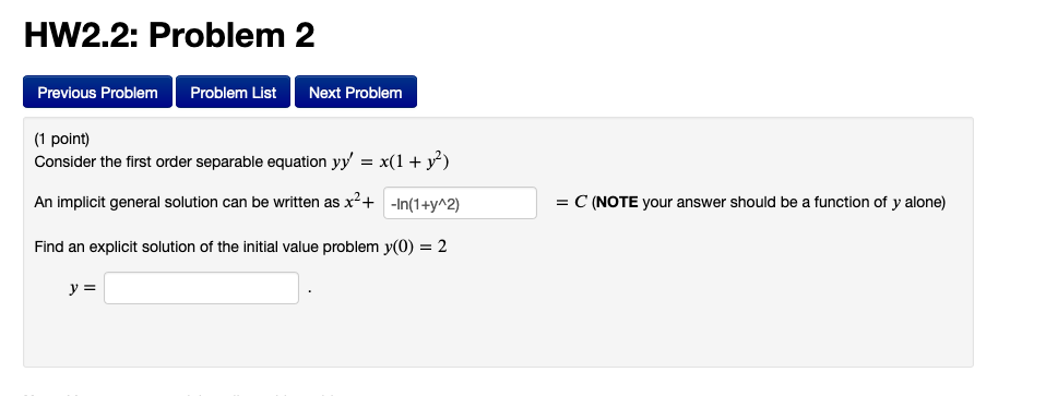 Solved HW2.2: Problem 2 Previous Problem Problem List Next | Chegg.com