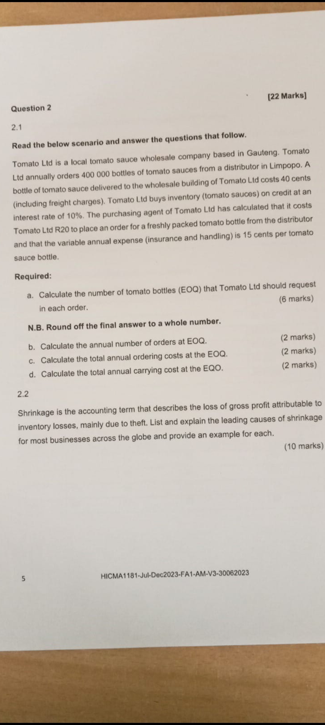 Solved 2.1 Read The Below Scenario And Answer The Questions | Chegg.com