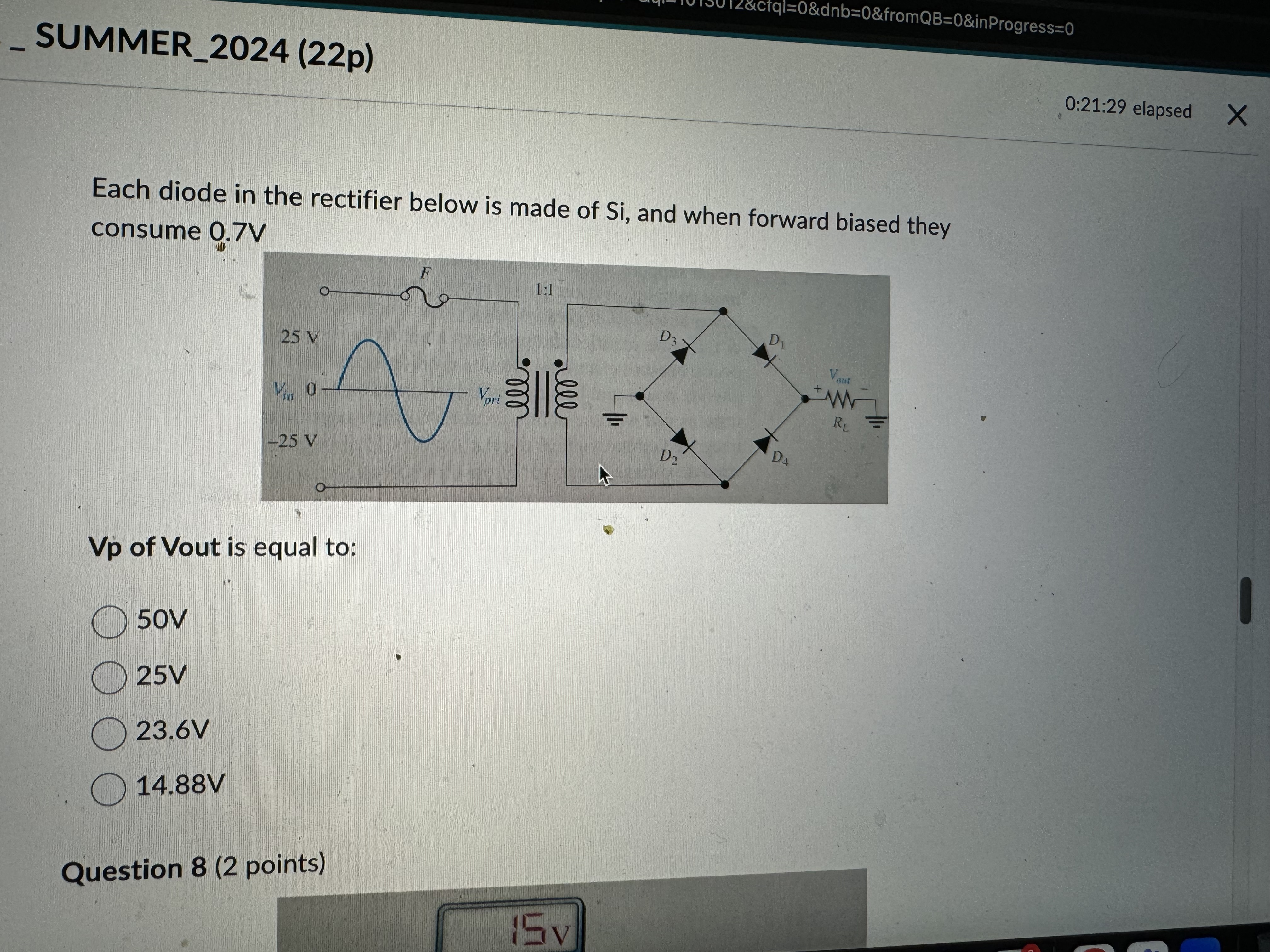 Solved Each diode in the rectifier below is made of Si , | Chegg.com