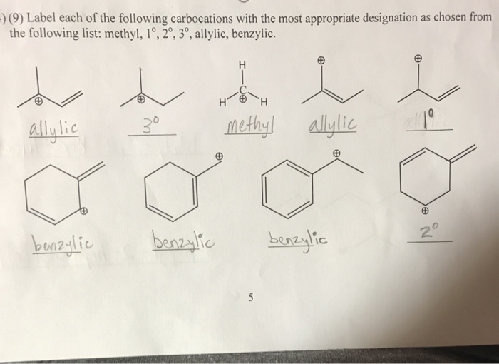 Solved Label Each Of The Following Carbocations As Either 1446