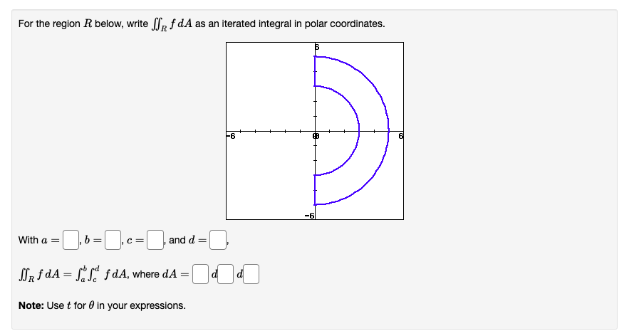 Solved For the region R below, write ∬RfdA as an iterated | Chegg.com