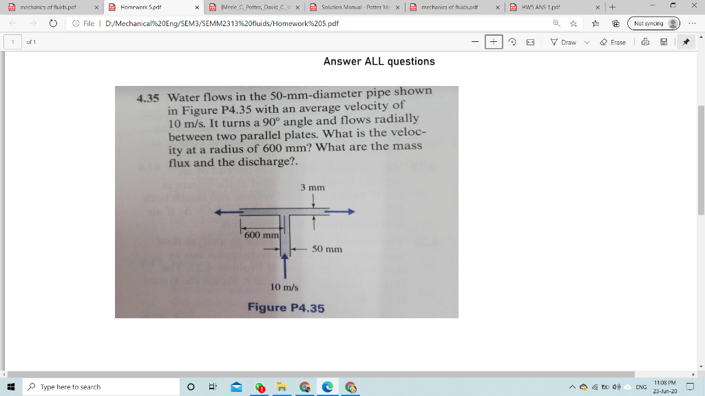 Solved Mechanics Of Fluids Pdf X Homework 5 Pdf X Meric Chegg Com