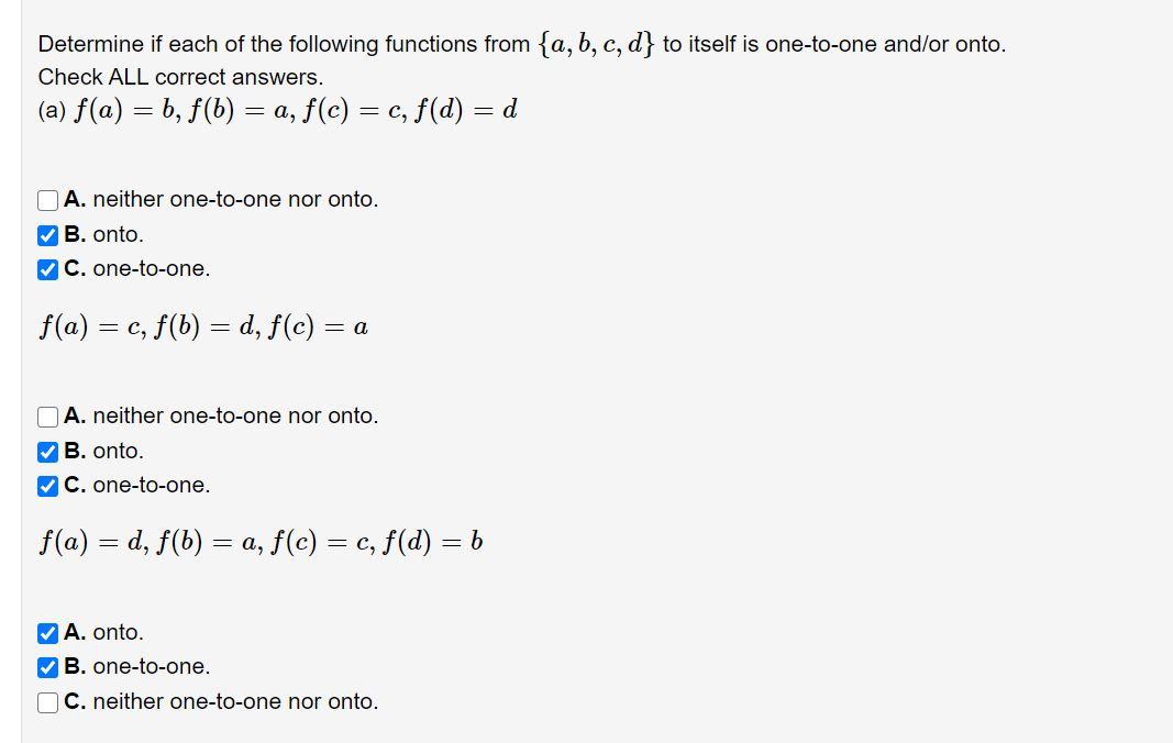 Solved Determine If Each Of The Following Functions From | Chegg.com