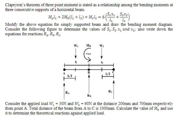 Solved Clapeyron S Theorem Of Three Point Moment Is Stated Chegg Com