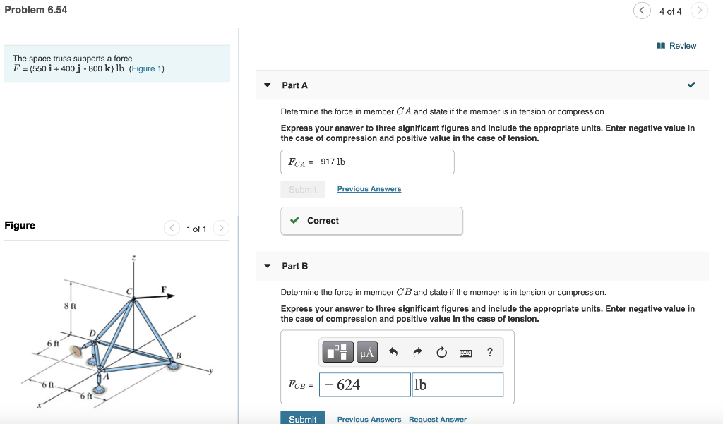 Solved The space truss supports a force F = {550 i + 400 j - | Chegg.com