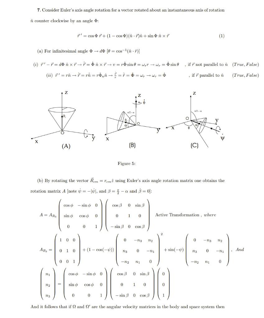 7 Consider Euler S Axis Angle Rotation For A Vect Chegg Com