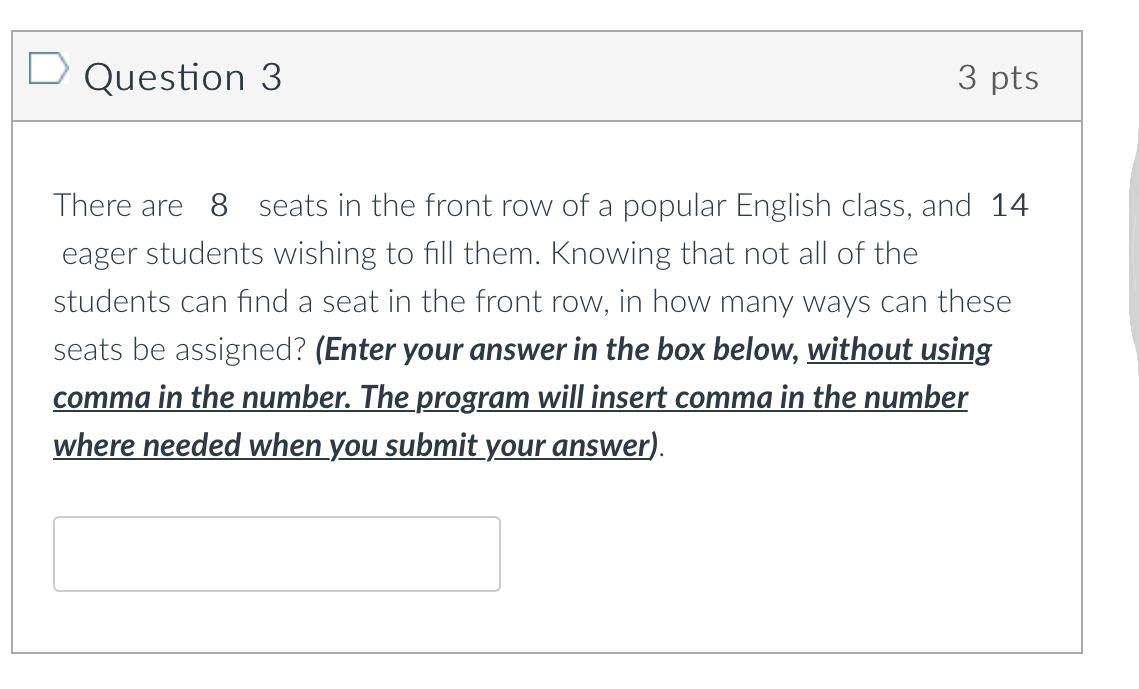 Solved There are 8 seats in the front row of a popular Chegg