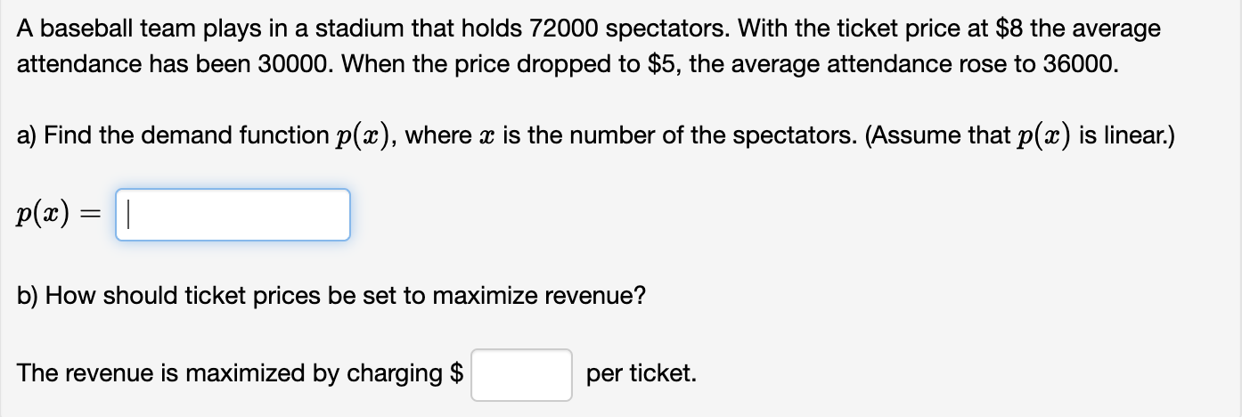 Solved A Baseball Team Plays In A Stadium That Holds 72000 | Chegg.com