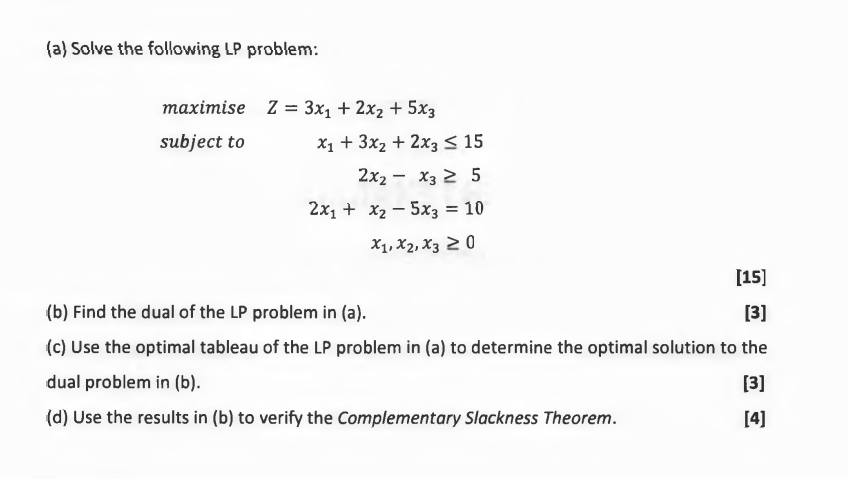 Solved (a) Solve The Following LP Problem: Maximise | Chegg.com