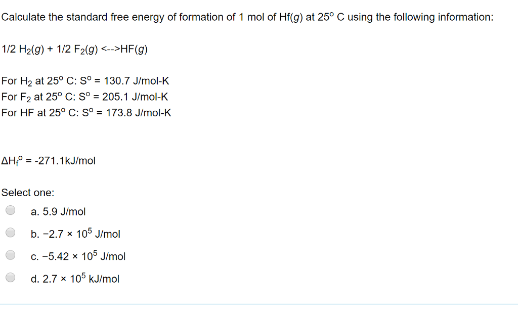Solved Calculate the standard free energy of formation of 1 | Chegg.com