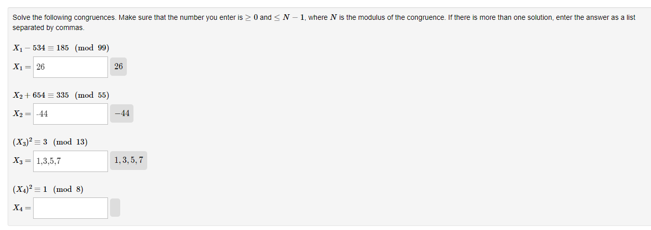 Solved Solve the following congruences. Make sure that the | Chegg.com