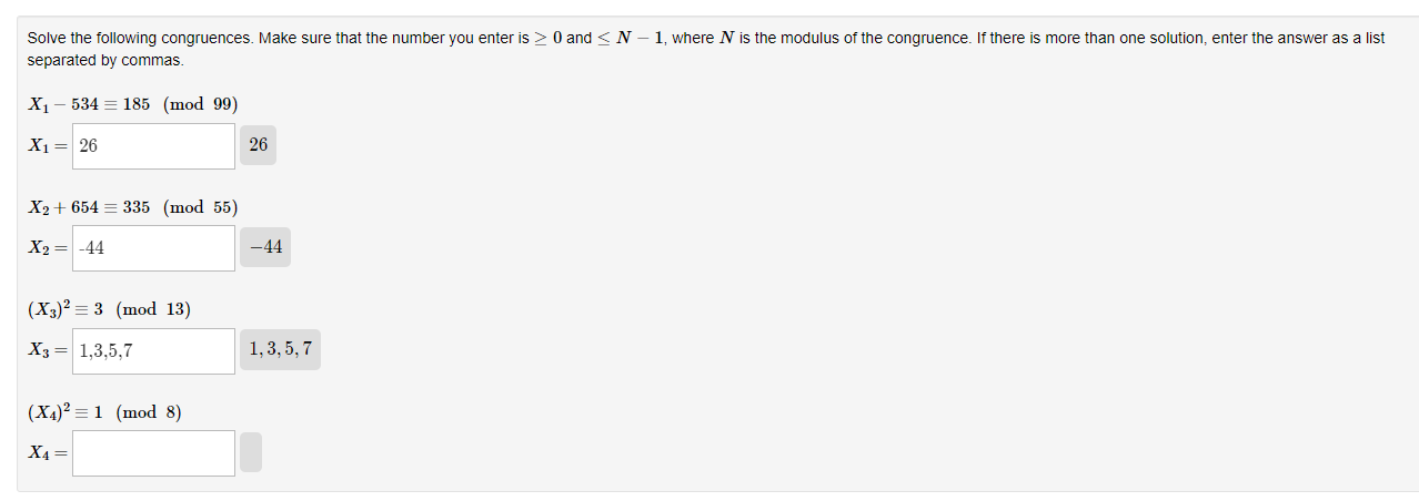 Solved Solve The Following Congruences. Make Sure That The | Chegg.com