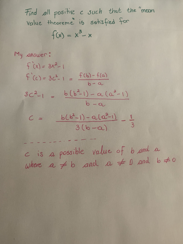 Solved Find All Positive C Such That The Mean Value Theor Chegg Com