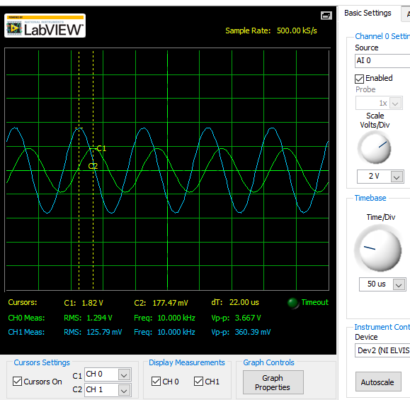 Solved USCIloscope NI ELVISmx LabVIEW Sample Rate 250.00