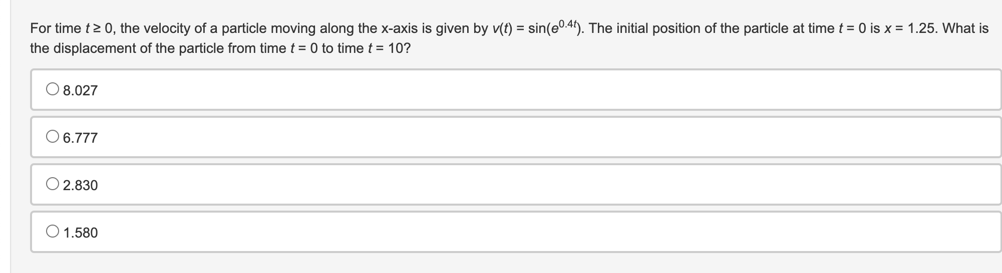 Solved For time t≥0, the velocity of a particle moving along | Chegg.com
