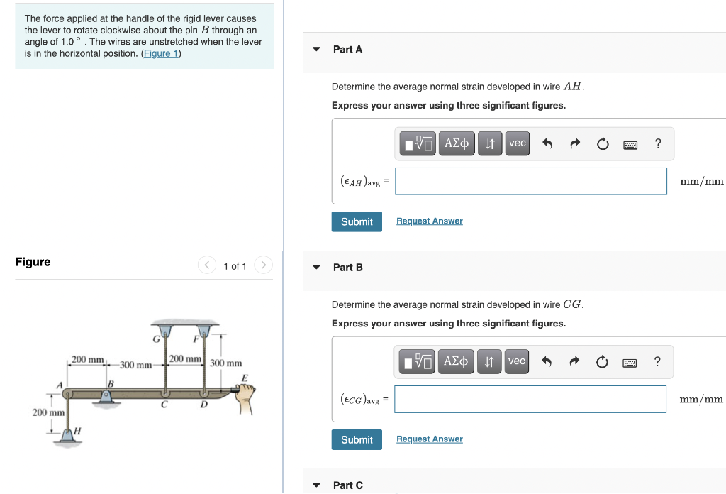 Solved Part C Determine the average normal strain developed | Chegg.com