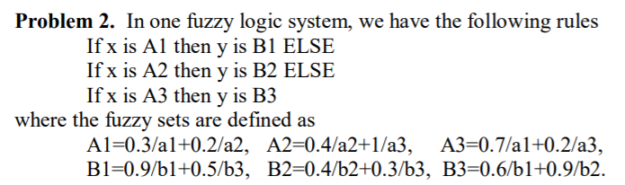 Problem 2. In one fuzzy logic system, we have the | Chegg.com