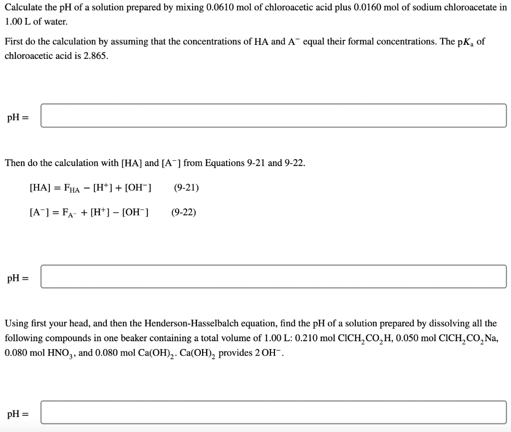 Solved Calculate The PH Of A Solution Prepared By Mixing | Chegg.com